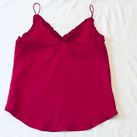 Express pink magenta ruffled camisole Womens Small Petite S/P evening silky - Picture 1 of 10
